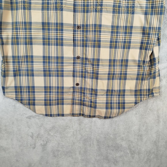Filson Lightweight Vented Beige Blue Plaid Button Up Shirt Mens 2XL Fishing - Picture 3 of 11